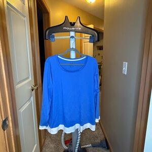 *Isaac Mizrahi Live! Blue Blouse with Double-Shirt Look - 2X